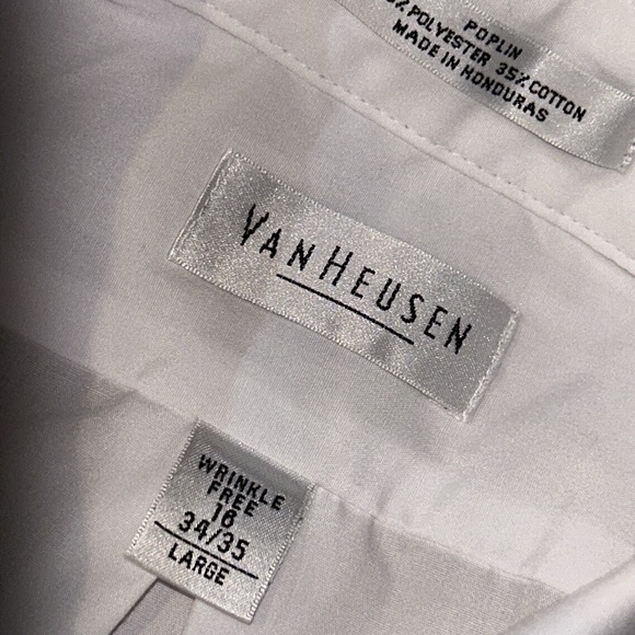 Van Heusen poplin wrinkle free men’s dress shirt with retro handmade silk tie - Picture 5 of 6